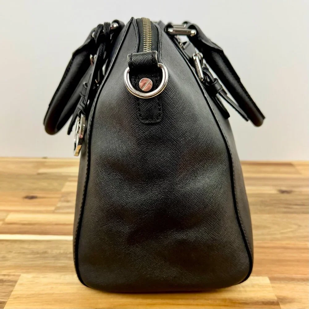Michael Kors Ciara Satchel Bag‎ Saffiano Large Handbag Purse - Black